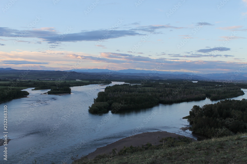 Obraz premium Yenisei River valley, Southern Siberia. Republic of Tuva. Autumn landscape