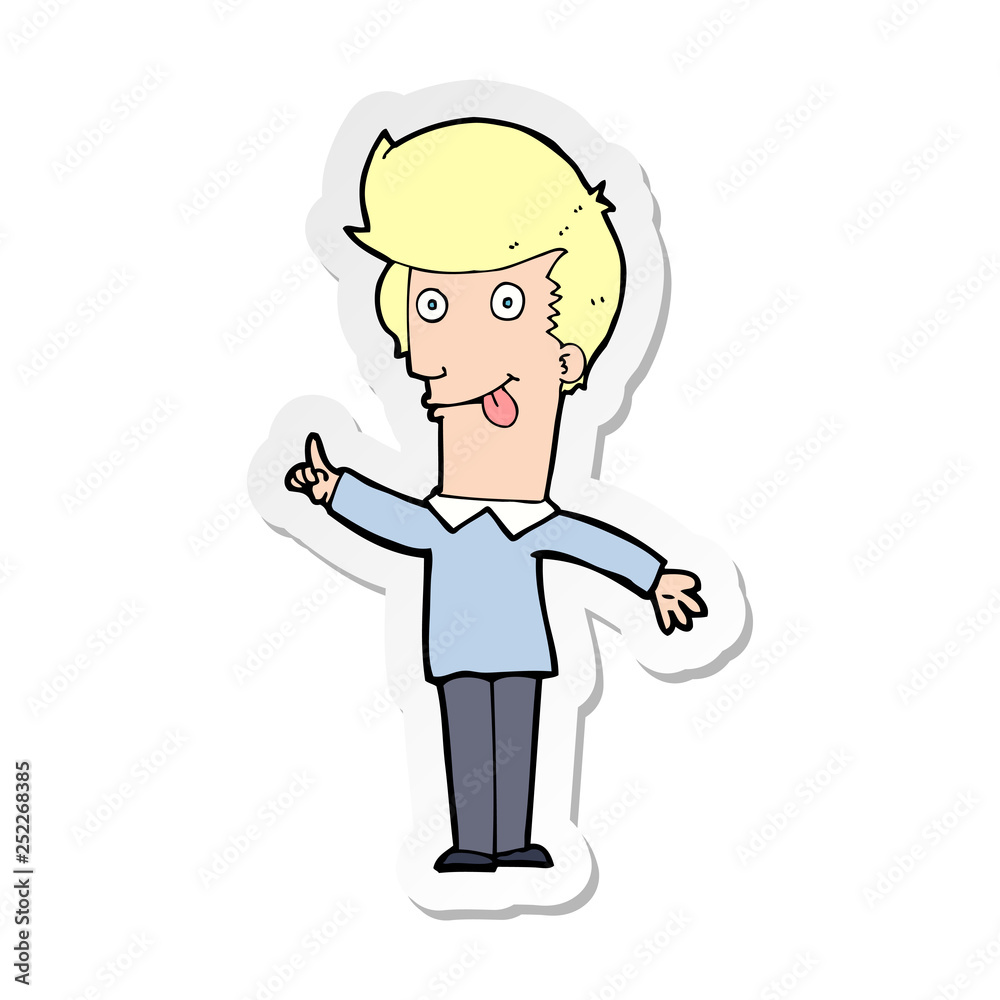 sticker of a cartoon funny man with idea