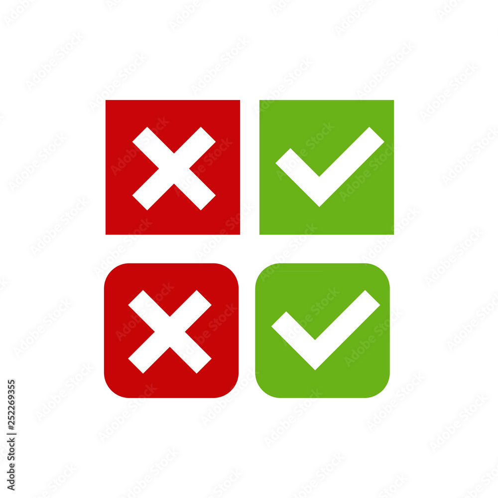 green and red check mark icon green and red check mark icon
