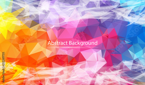 Abstract Colorful polygonal surface background. Low poly mesh design with connecting dot and line. Connection triangle structure. Vector geometry futuristic decoration. Greeting card.