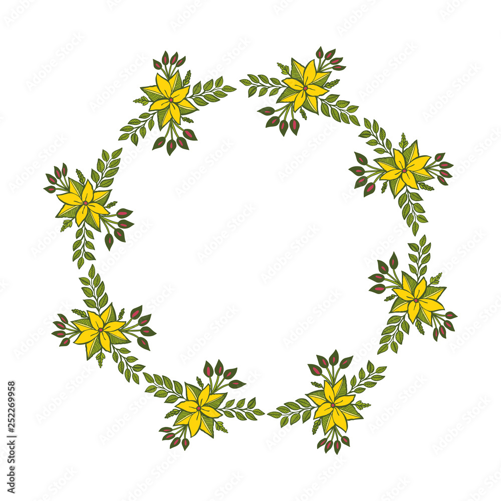 Vector illustration beauty yellow floral frame very blooms hand drawn Vector illustration beauty yellow floral frame very blooms hand drawn