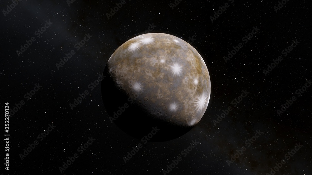 Exoplanet 3D illustration the planet is cold with craters with a ring against a black sky (Elements of this image furnished by NASA) Exoplanet 3D illustration the planet is cold with craters with a ring against a black sky (Elements of this image furnished by NASA)