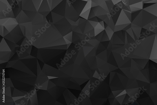 Black background. Abstract triangle black texture. Low poly black pattern illustration.