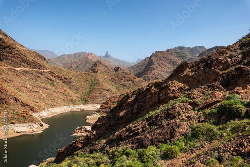 Volcanic mountain landscape in Grand Canary, viewpoint mirador del molino, Canary islands, Spain .