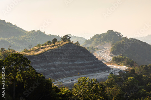 Quadro su tela landscape of highway on the mountain from Tak to Mae Sot, Thailand