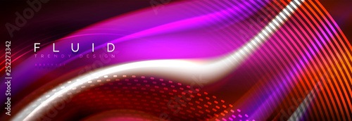 Fluid colors mixing glowing neon wave background, holographic texture