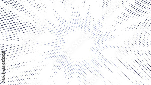 Halftone gradient explosion pattern. Abstract halftone vector dots background. Fireworks dots pattern. Pop Art, Comic small dots. Star rays halftone poster. Shine, sun rays. Light gray, sunrise rays © svitlananiko