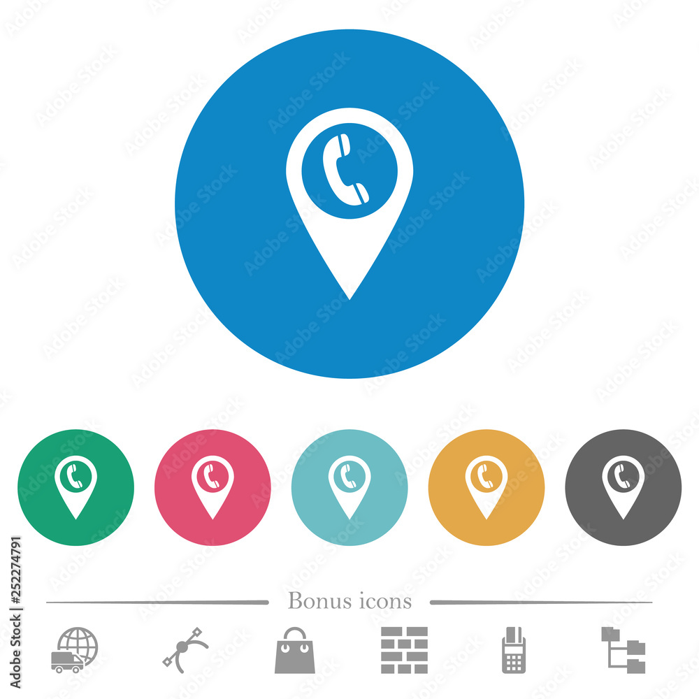 Call box GPS map location flat round icons Call box GPS map location flat round icons