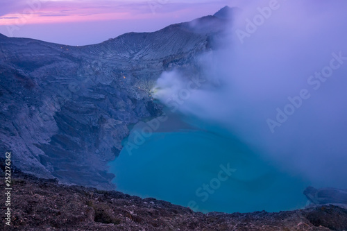 Indonesia. Bali Island. Crater of the sulfur volcano Ijen before dawn.