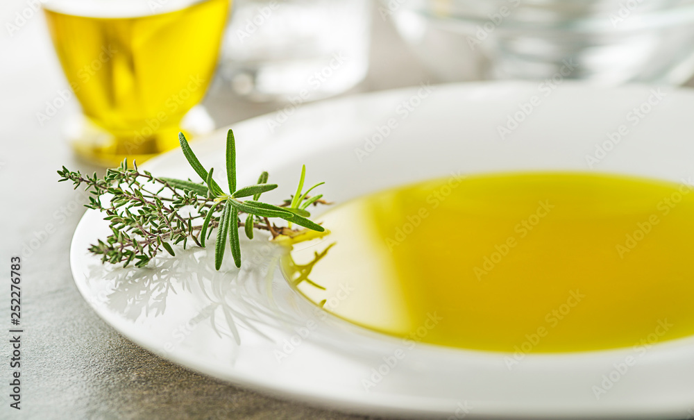 Olive Oil with herbs - obrazy, fototapety, plakaty 