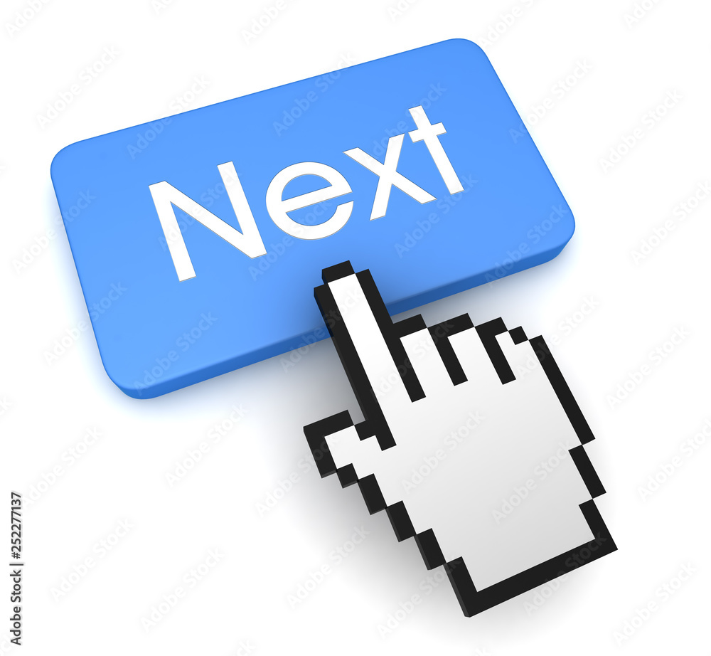 next push button concept 3d illustration next push button concept 3d illustration