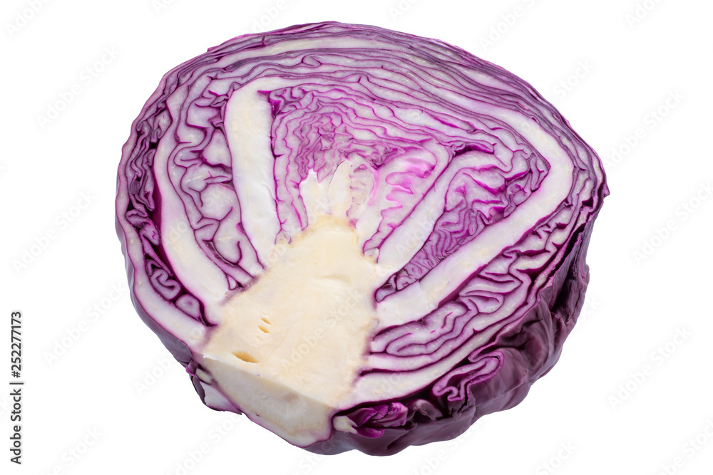 Red cabbage in a section isolated on a white background Red cabbage in a section isolated on a white background