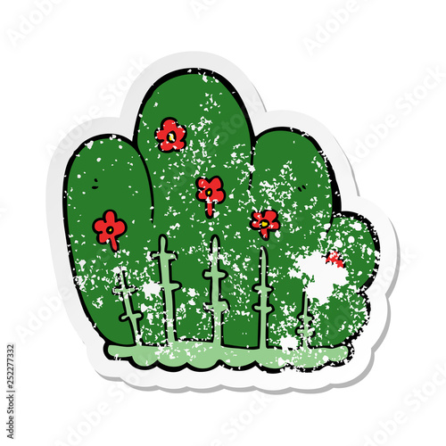 distressed sticker of a cartoon hedge