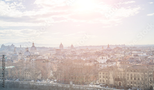 Rome cityscape panoramic aeral view, Italy country