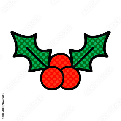 comic book style cartoon christmas holly