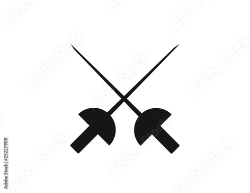 Fencing. Pair of Fencing Rapiers web icon isolated on white backgroun.d