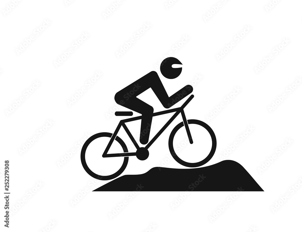 Mountain bike cyclist vector web icon isolated on white background, EPS 10, top view Mountain bike cyclist vector web icon isolated on white background, EPS 10, top view