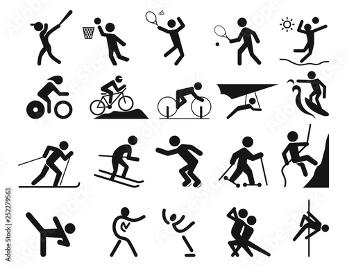 Sports icons and sports symbols. Fitness and Sport vector icons for web and mobile