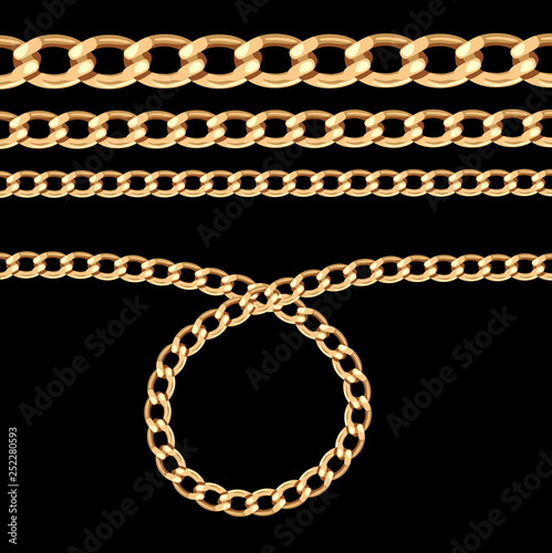 Gold chain for fabric design. Vector illustration. Vector brush.