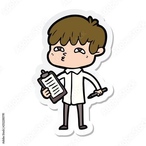 sticker of a cartoon curious man
