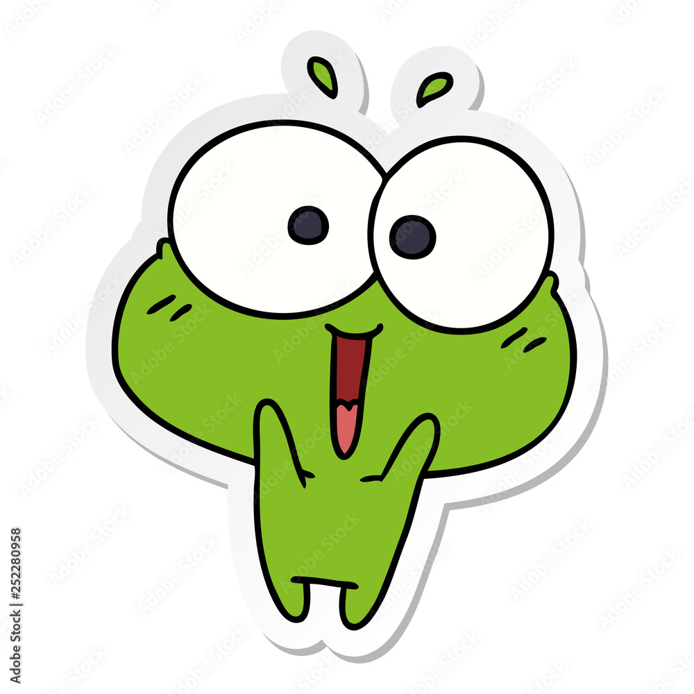 Fototapeta premium sticker cartoon kawaii excited cute frog