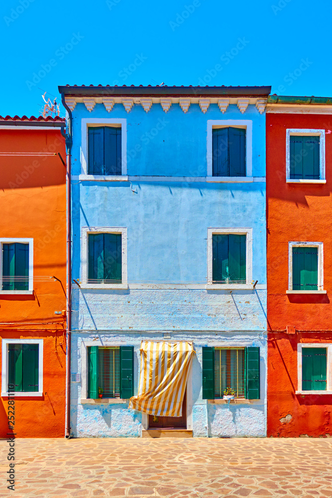 Red and blue houses in Burano