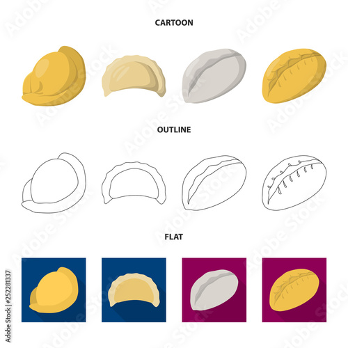 Vector design of products and cooking sign. Set of products and appetizer vector icon for stock.