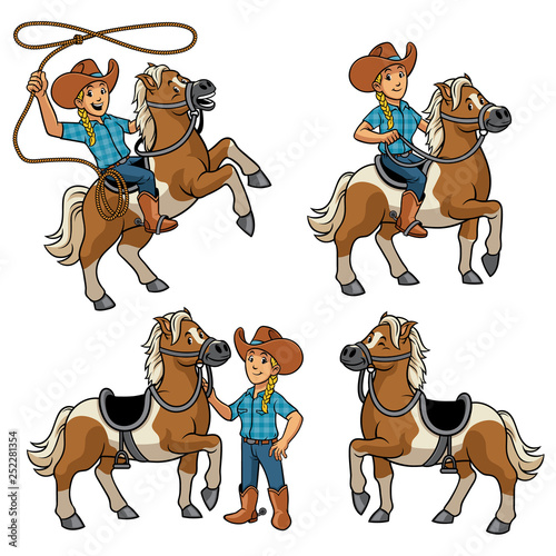 cowgirl and horse set