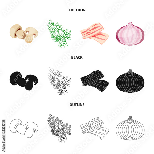Vector design of taste and product sign. Set of taste and cooking stock symbol for web.
