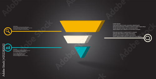 3D illustration infographic template with embossed triangle divided to three shifted parts