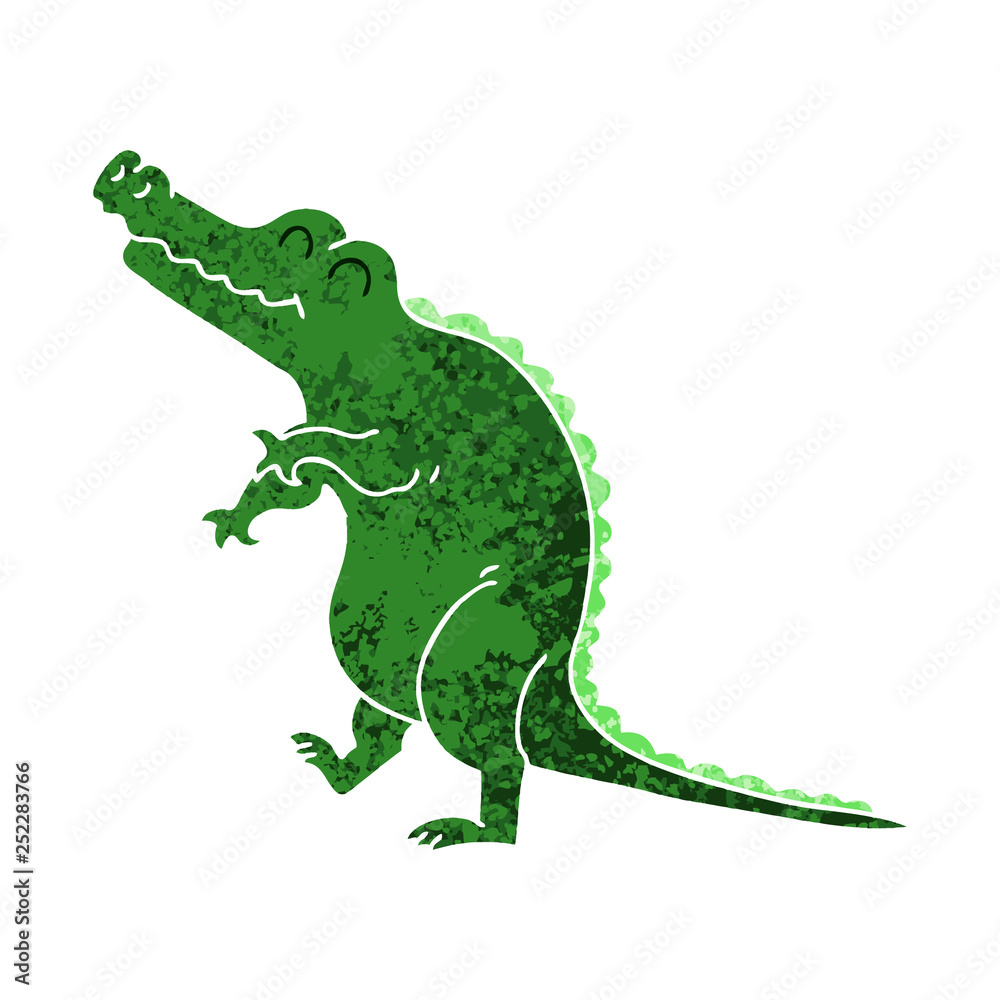 Fototapeta premium quirky retro illustration style cartoon crocodile