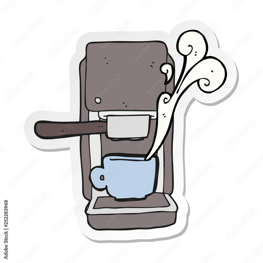 sticker of a cartoon espresso maker sticker of a cartoon espresso maker
