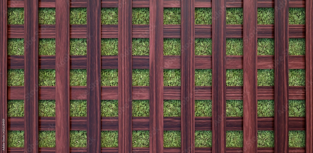 Cherry wood boards placed in a grid on grass