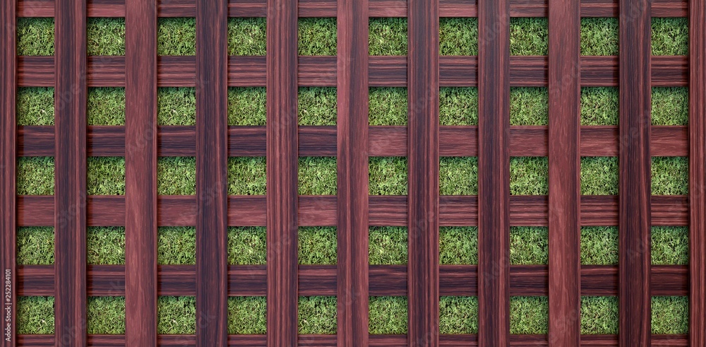 Cherry wood boards placed in a grid on grass Cherry wood boards placed in a grid on grass