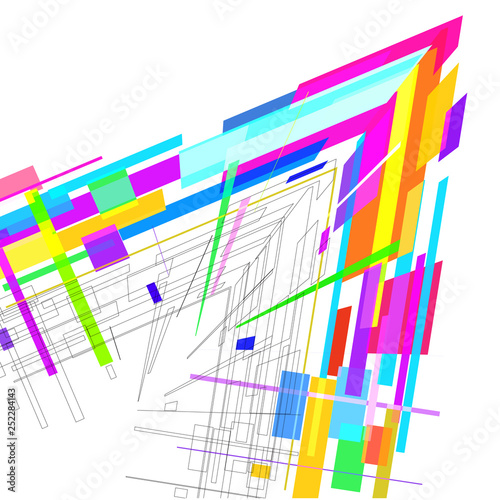 Abstract 3D image of colored corner on a white background 