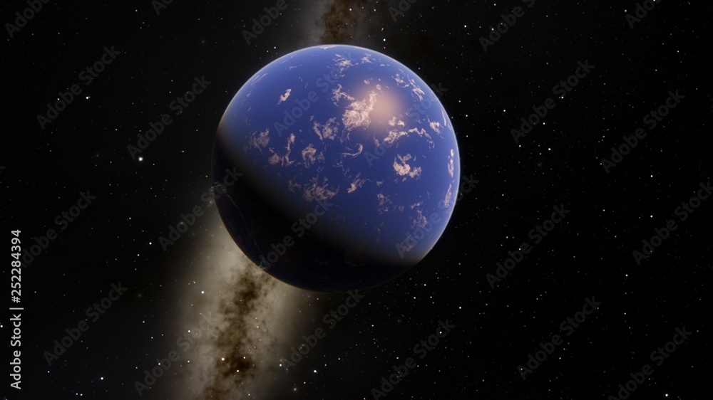 Exoplanet 3D illustration Second Earth (Elements of this image furnished by NASA)