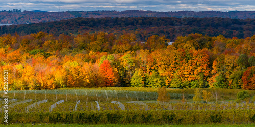 West Arm of Grand Traverse Bay from high overlook of Old Mission Peninsula in the fall.
