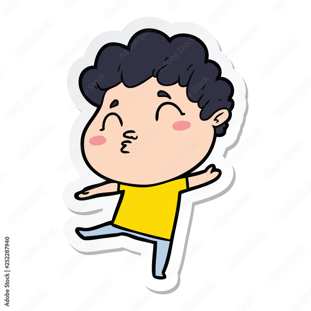 sticker of a cartoon man pouting