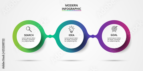 Circle elements of graph, diagram with 3 steps, options, parts or processes. Template for diagram, graph, presentation