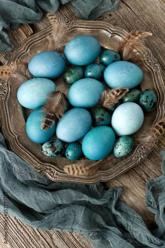 Easter still life with colorfull eggs