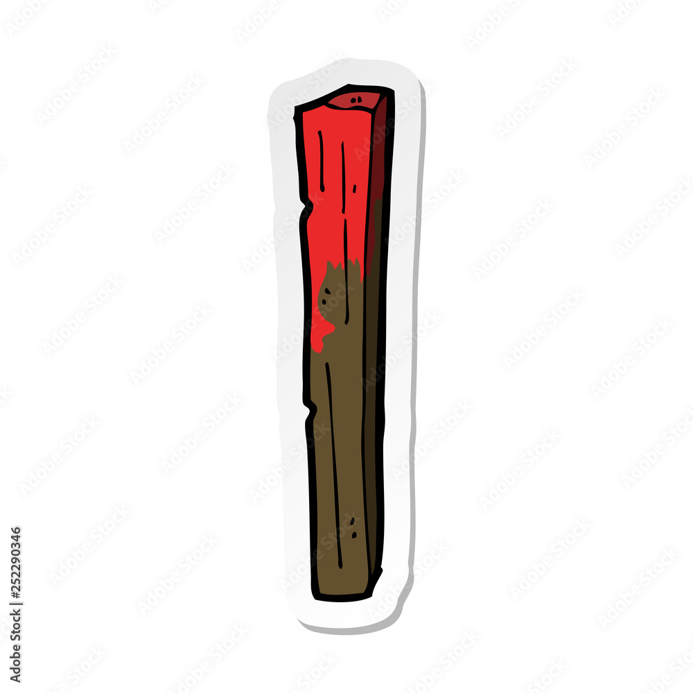 sticker of a cartoon bloody wooden post sticker of a cartoon bloody wooden post