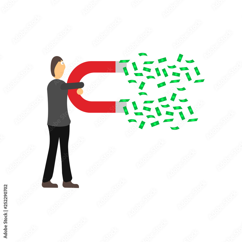 Businessman with magnet vector graphics Businessman with magnet vector graphics