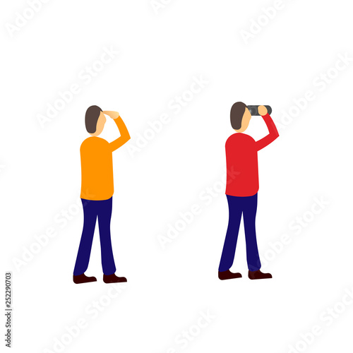 A man with binoculars looking into the distance vector graphics