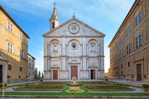 Santa Maria Assunta on the Piazza Pio II. Roman Catholic cathedral in Pienza dedicated to the Assumption of the Virgin Mary, Pienza, Tuscany, Italy photo