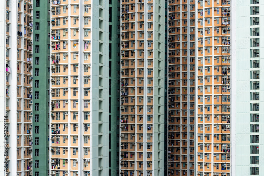 Real estate building facade in Hong Kong
