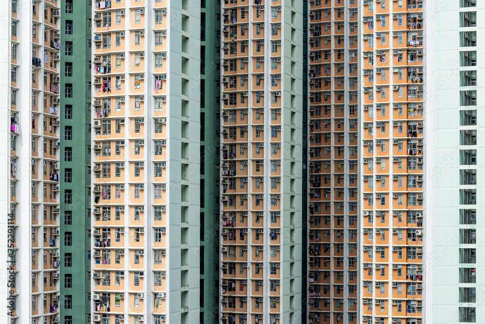 Naklejka premium Real estate building facade in Hong Kong