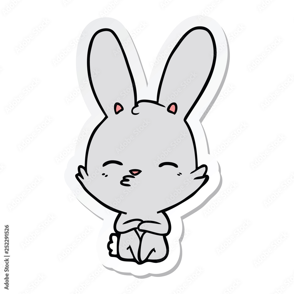 sticker of a curious bunny cartoon sticker of a curious bunny cartoon