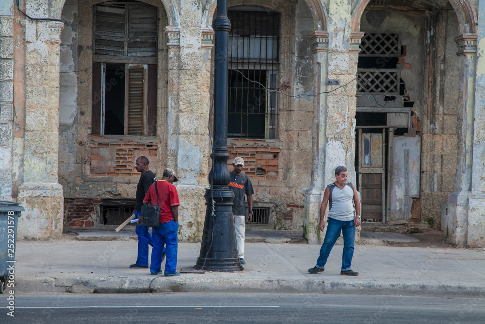  Havana, Cuba - 22 January 2013: A view of the streets of the city with cuban people.