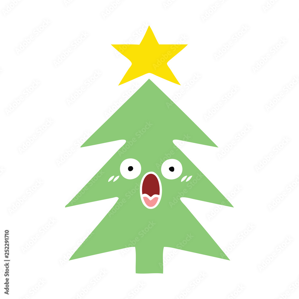 Fototapeta premium flat color retro cartoon christmas tree