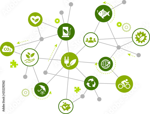 sustainability icon concept: renewable energy, ecology, environmental protection – vector illustration